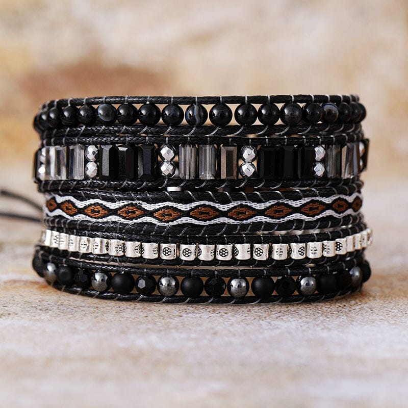 Midnight Majesty Hematiet en Onyx Armband