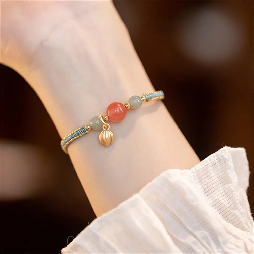 Harmonie Vlecht Armband Rode Agaat & Jade