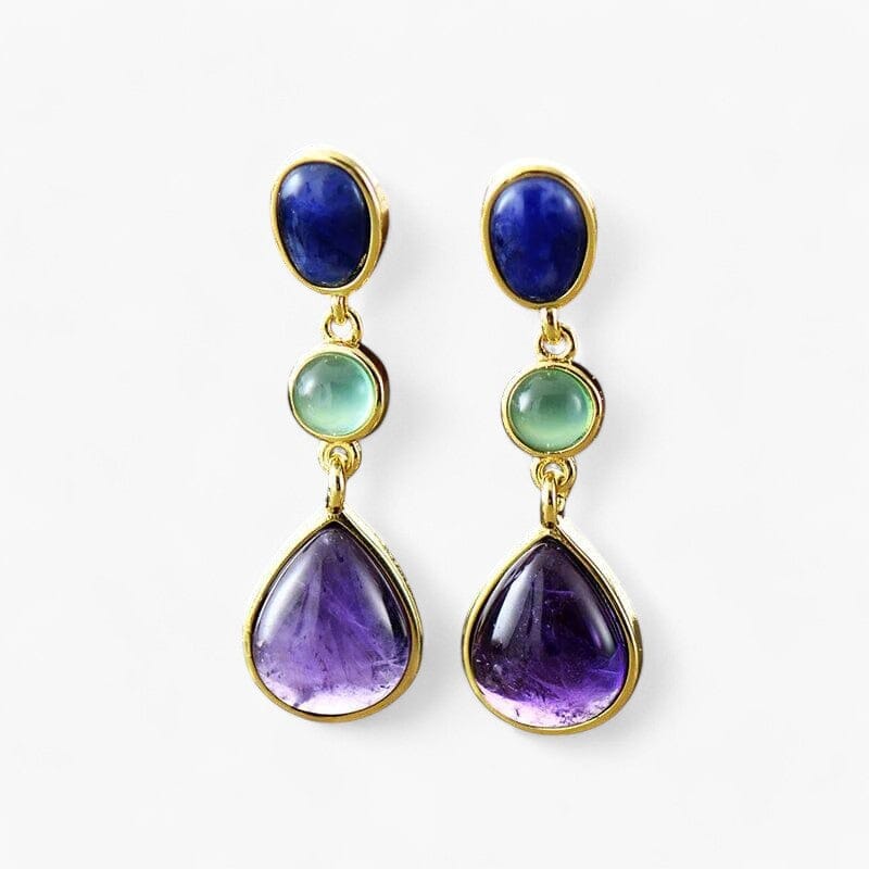 TIJDLOZE GLANS OORBELLEN VAN NATUURLIJKE EDELSTEEN