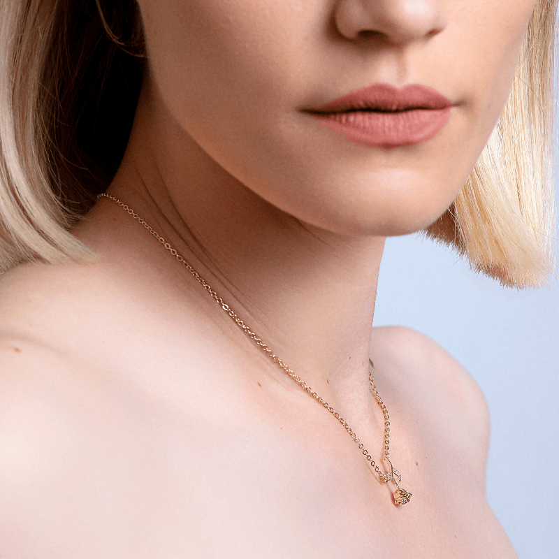 FONKELENDE ROOS HANGER KETTING