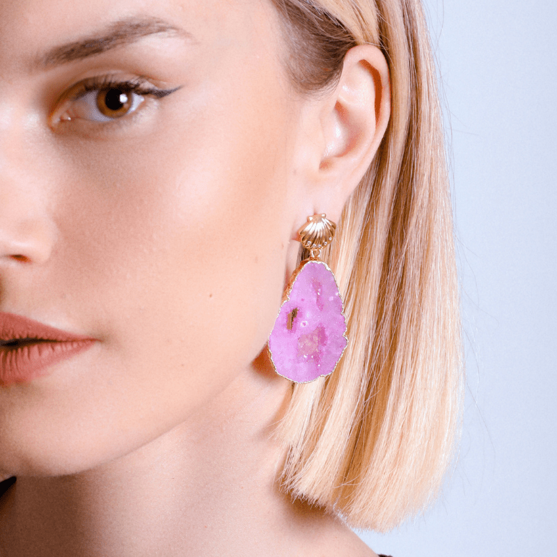 BETOVERENDE ZEEMEERMIN DRUZY STENEN OORBELLEN