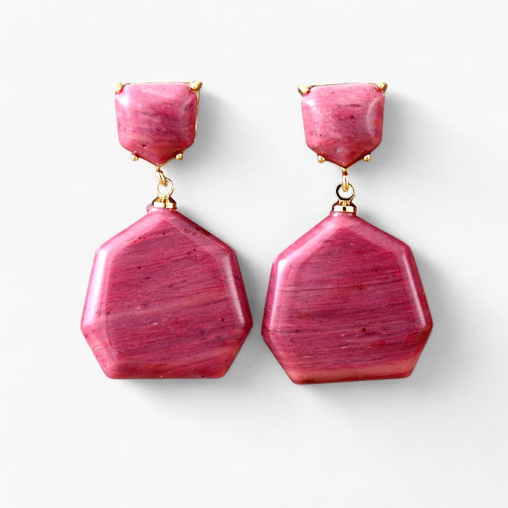 PLECHTIGE ELEGANTIE RHODONIET & ROZENKWARTS OORBELLEN