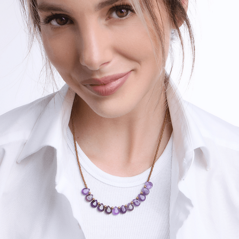 GODDELIJKE SCHOONHEID BOHEEMSE AMETHIST & TURKOOIS KETTING