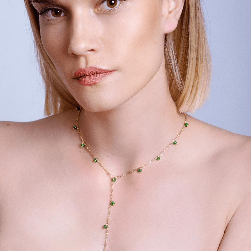 OOGVERBLINDENDE OVERVLOED GROENE JADE FRONT DROP KETTING