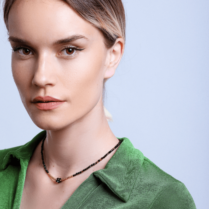 ZWARTE AGAAT BESCHERMENDE MANTEL ARMBAND & KETTING SET