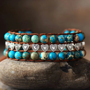 Stralende Hart Jaspis & Amazoniet Armband