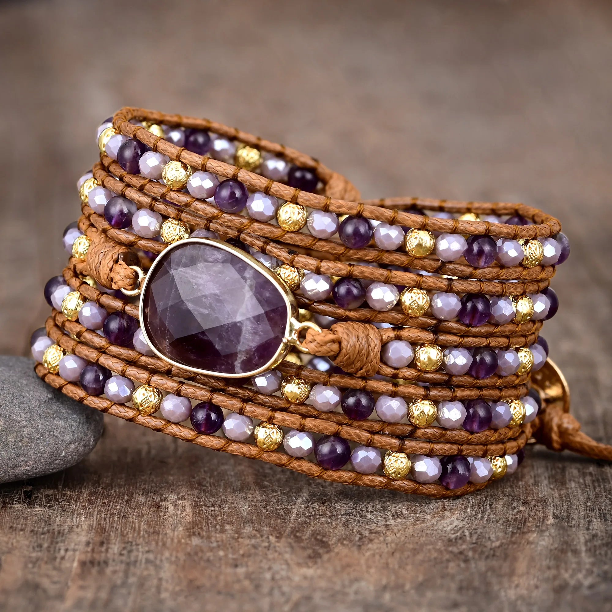 Amethist Aura Armband van natuurlijke edelsteen