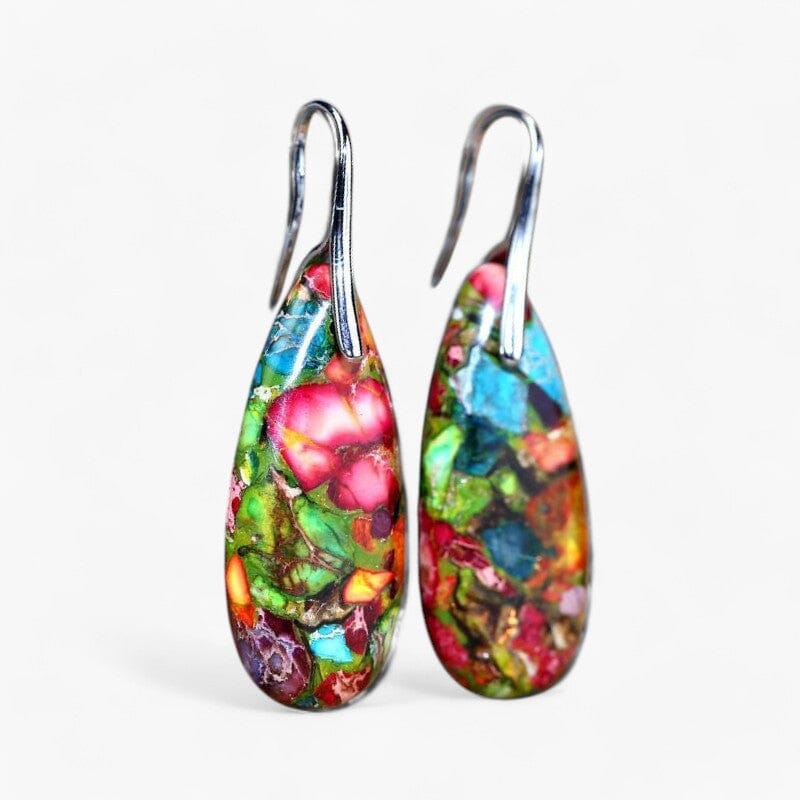 INTENSE JASPIS TRAANDRUPPEL OORBELLEN