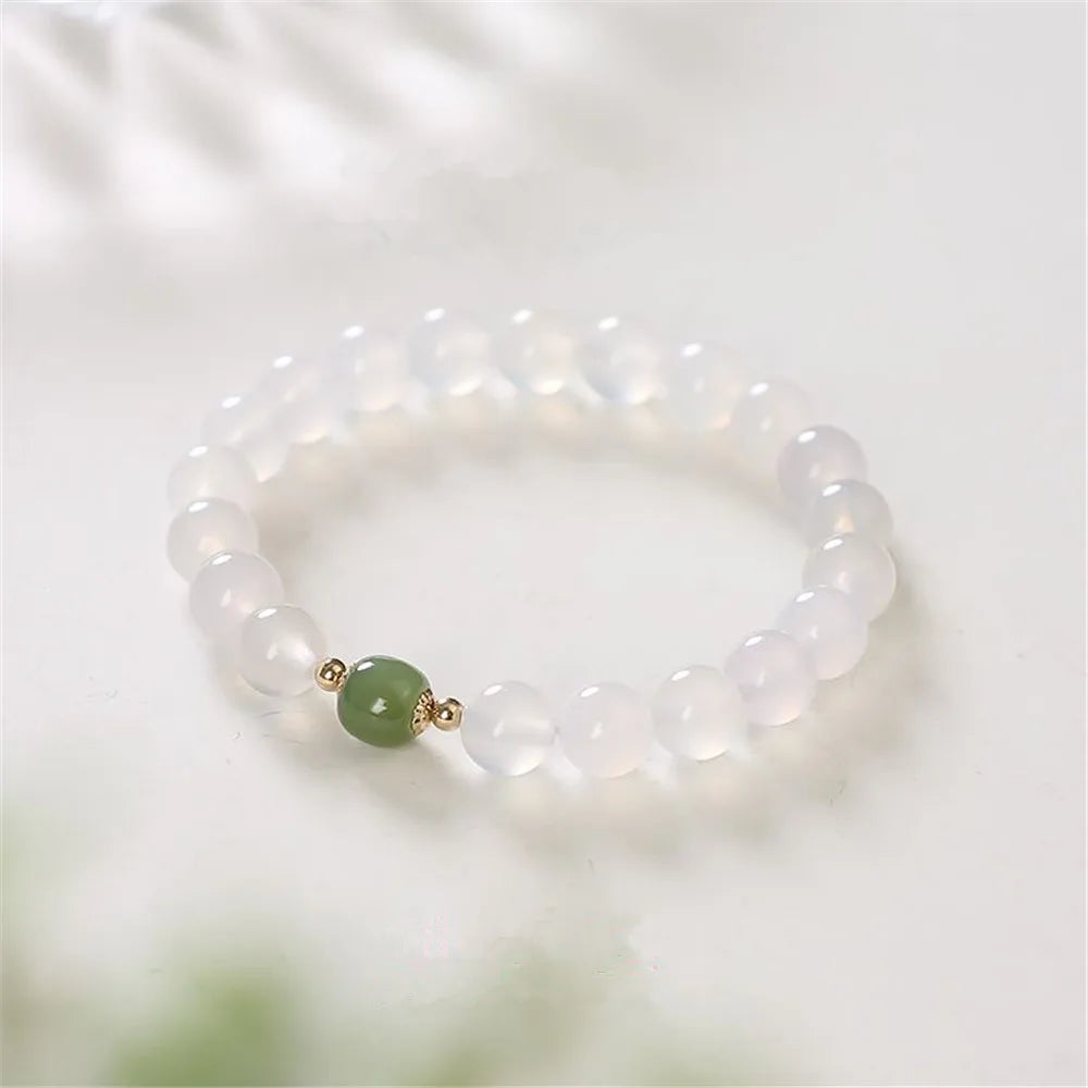 Harmony Haven Witte Agaat en Hetian Jade Armband