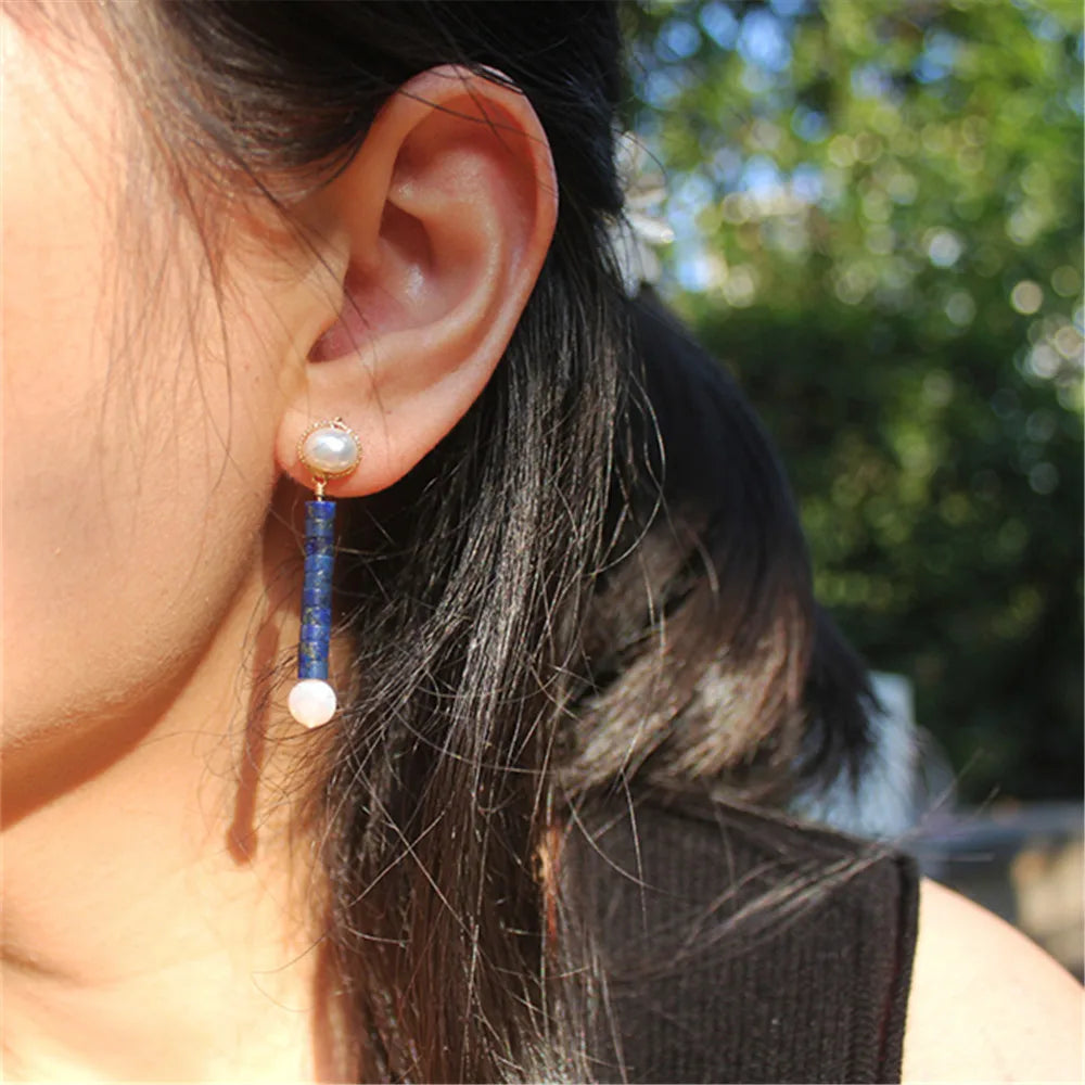 Serene Zee Parel & Lapis Lazuli Oorbellen