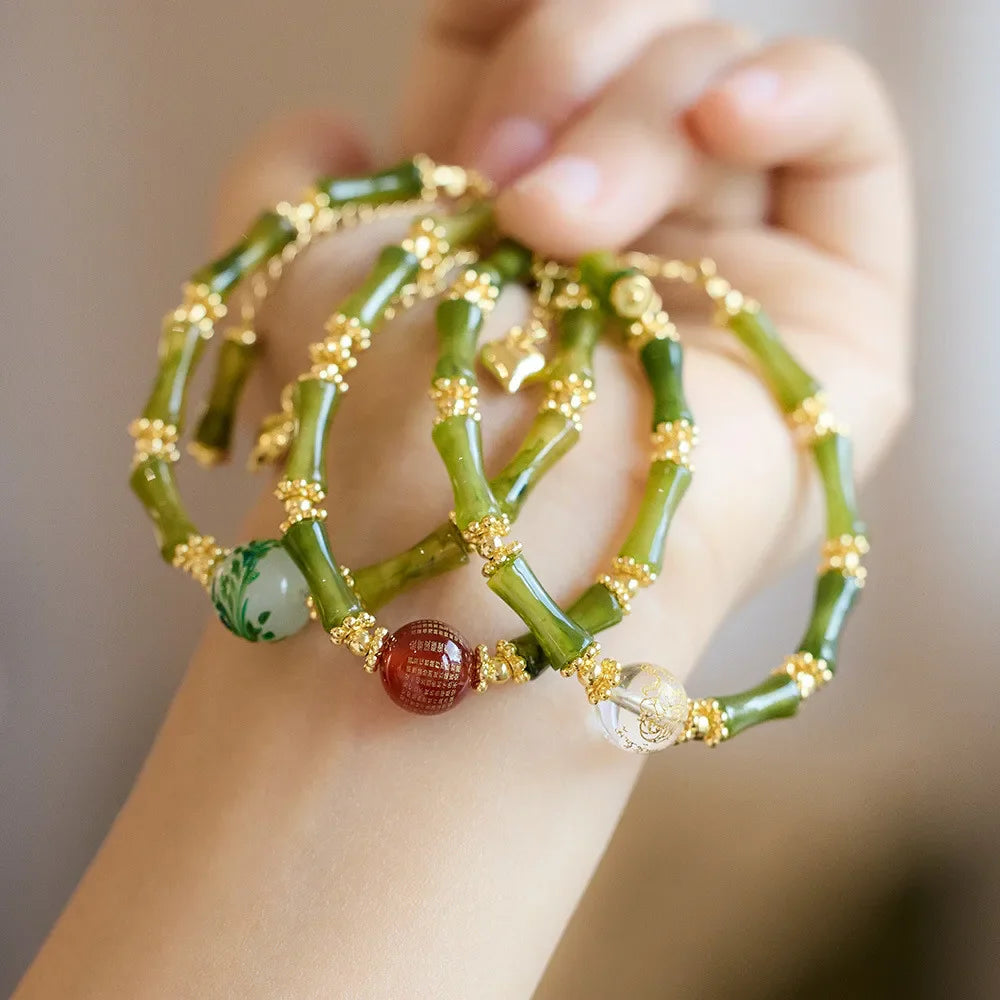 Gouden Bamboe Armband van Natuurlijke Edelsteen