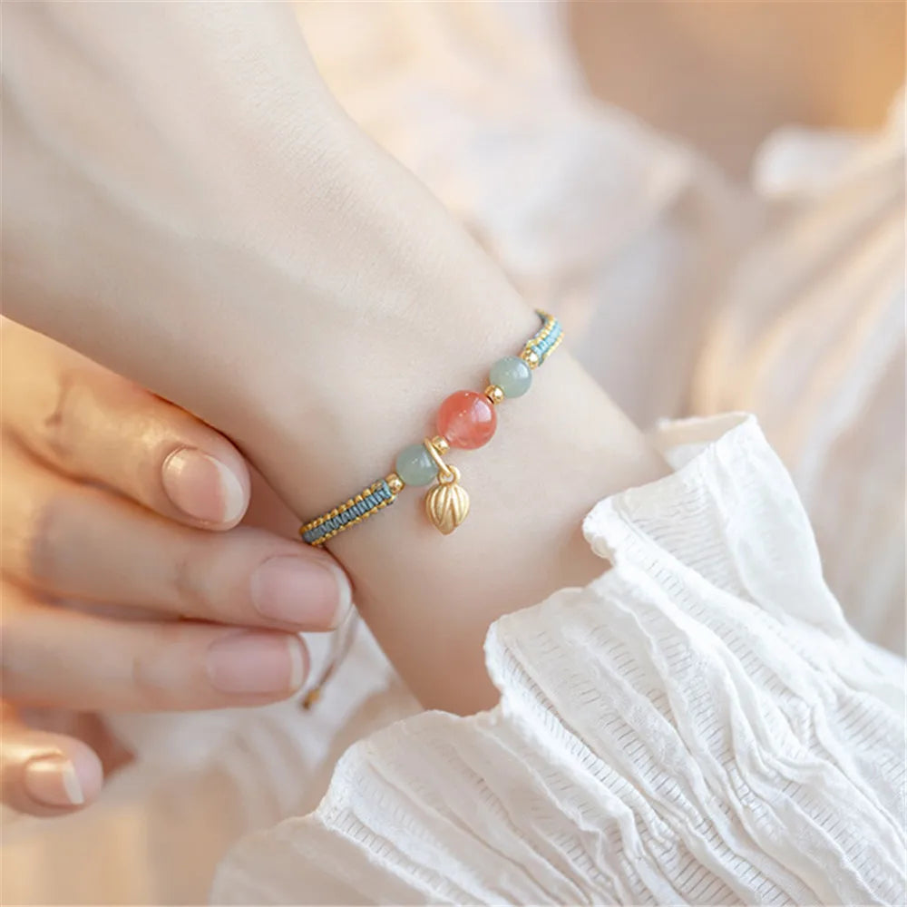 Harmonie Vlecht Armband Rode Agaat & Jade