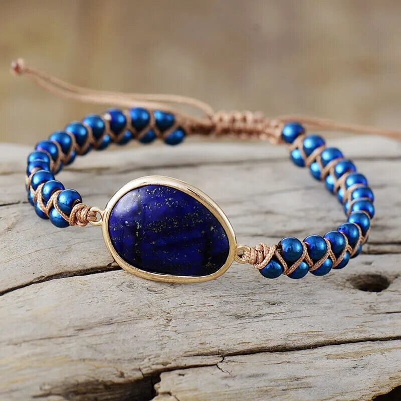 Geweven Wijsheid Amethist & Lapis Lazuli Armband