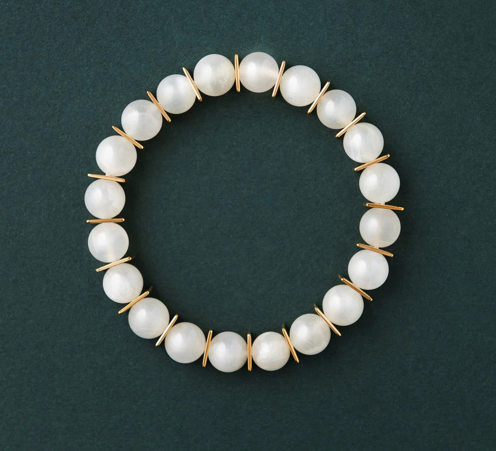 Verkoelende armband van maansteen en hematiet