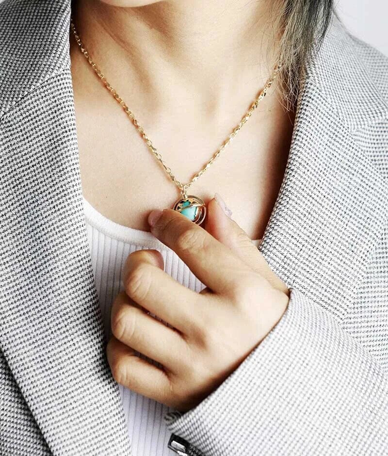 Gouden omhelzing van de aarde ketting van turkoois