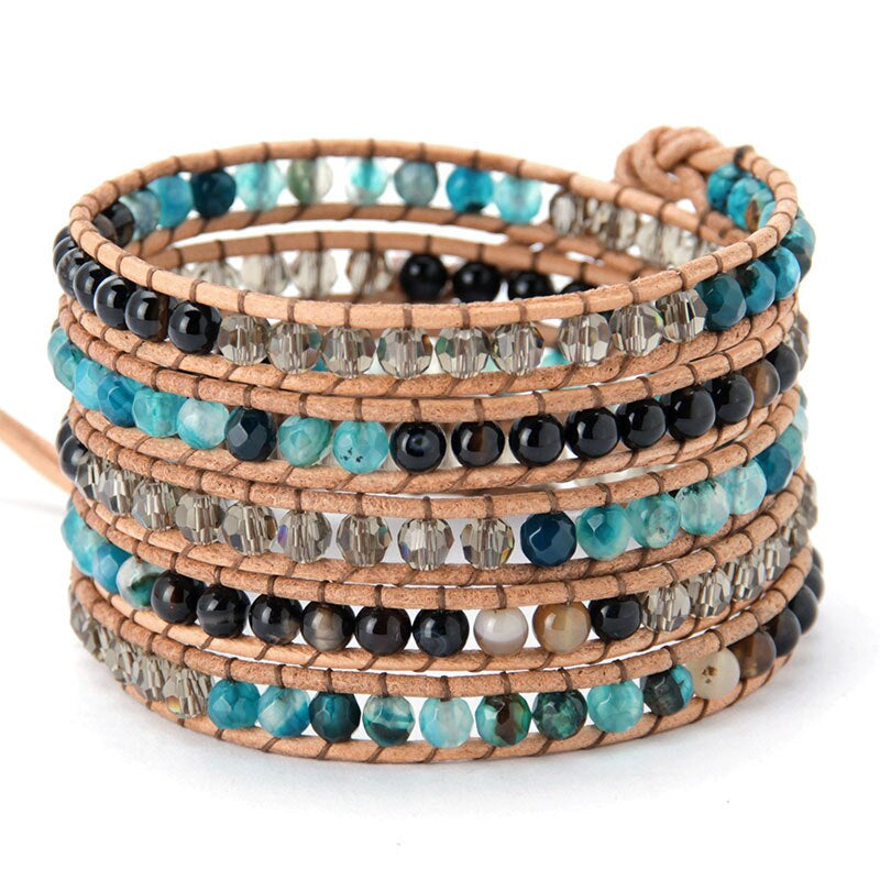 BLOEIEND GELUK BLAUWE AGAAT ARMBAND