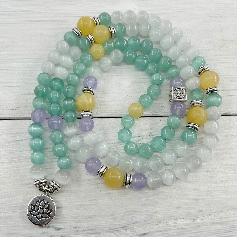 SPIRITUELE OVERVLOED OPAAL & GELE JADE MALA ARMBAND