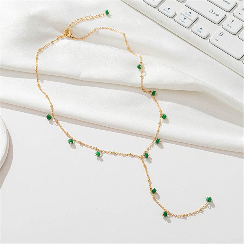 OOGVERBLINDENDE OVERVLOED GROENE JADE FRONT DROP KETTING