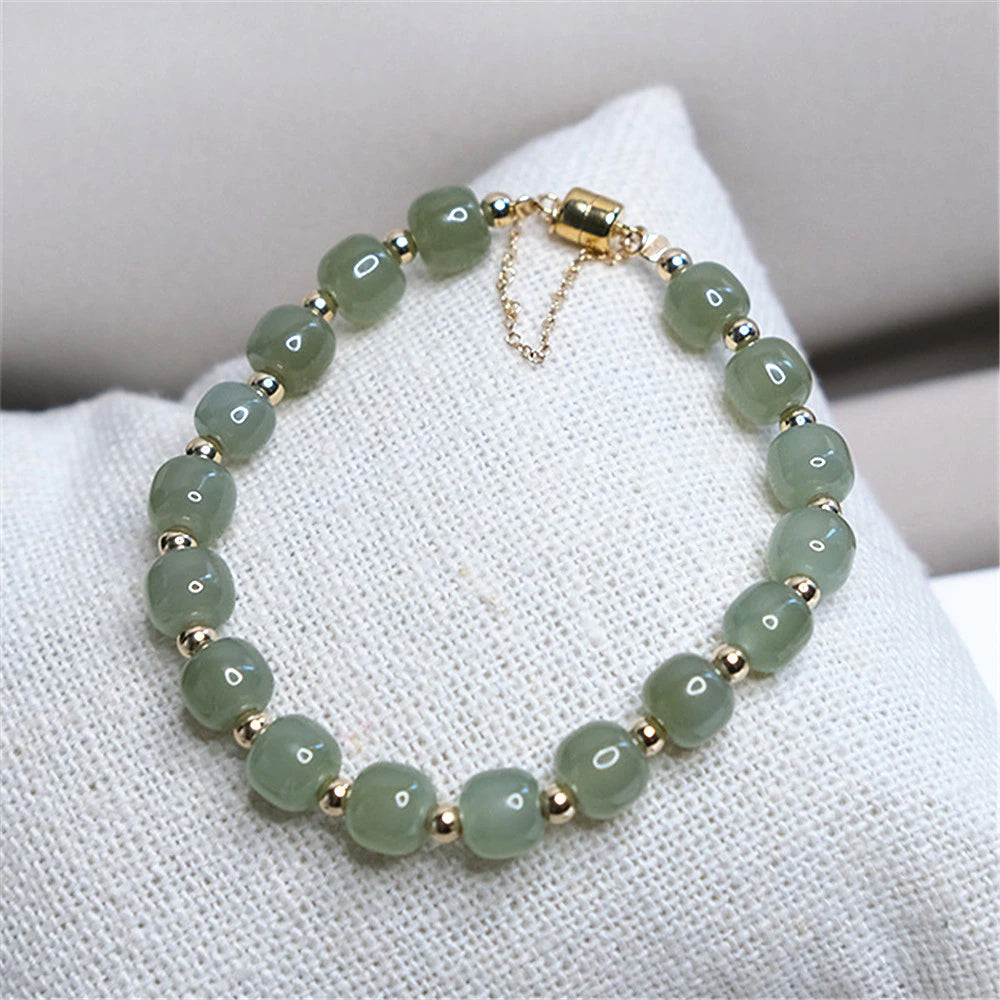 GROENE GLANS HETIAN JADE GOUDEN ARMBAND