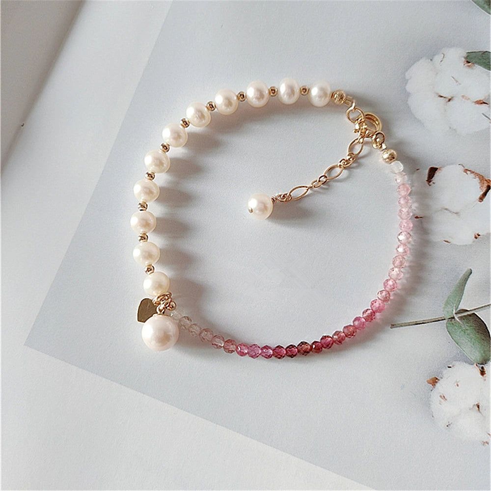 OPENHARTIGE SIERLIJKE TOERMALIJN & PARELS ARMBAND