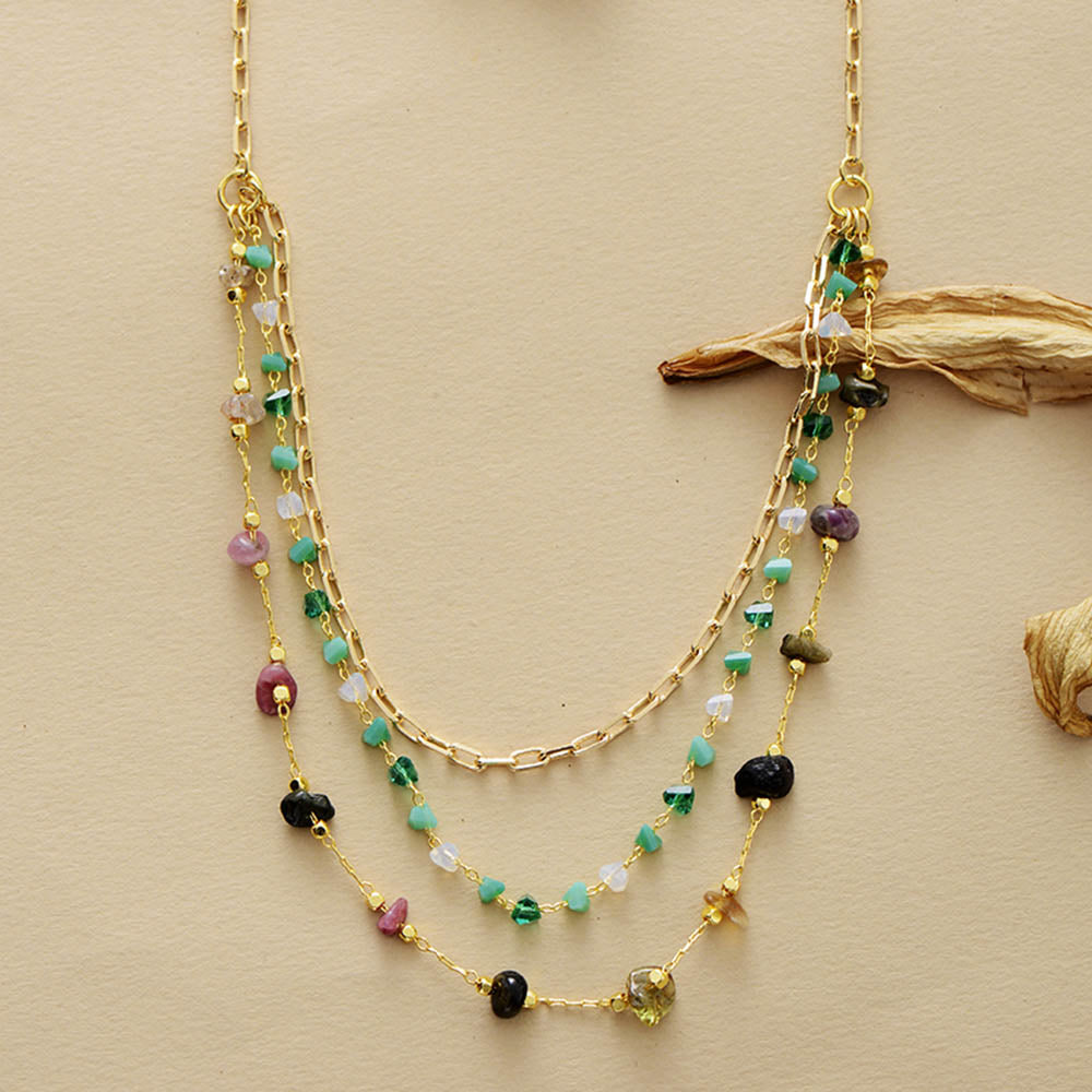 DIVINELY MESMERIZED TOERMALIJN GOUDEN GELAAGDE KETTING