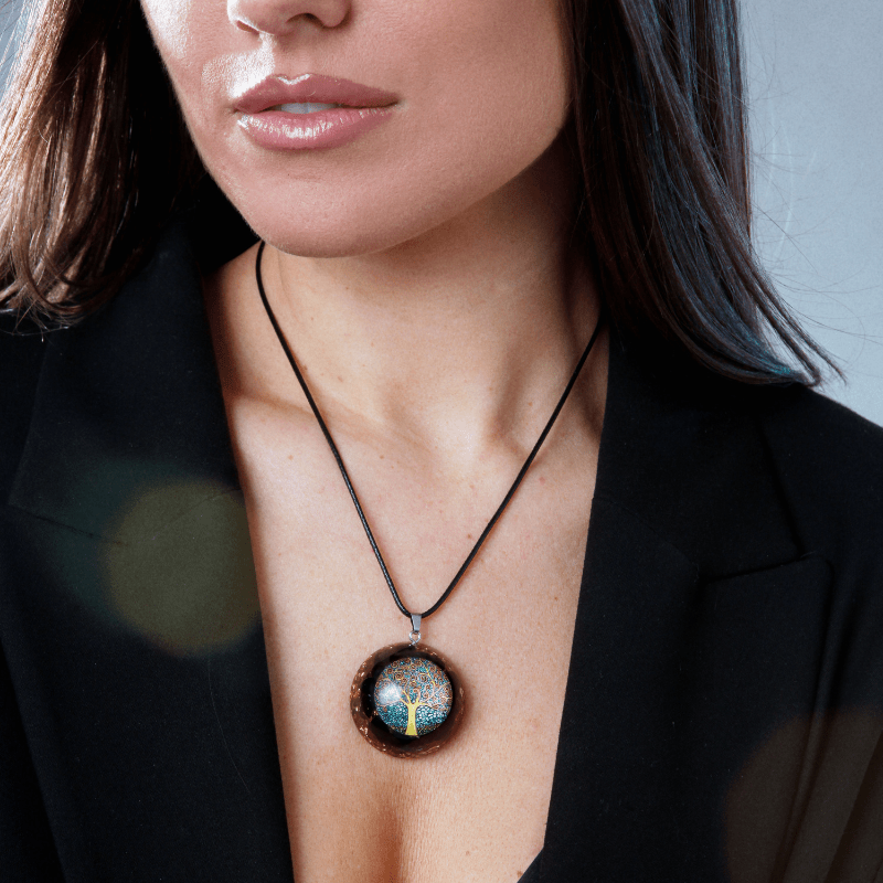 LEVENSBOOM OBSIDIAAN HANGER KETTING