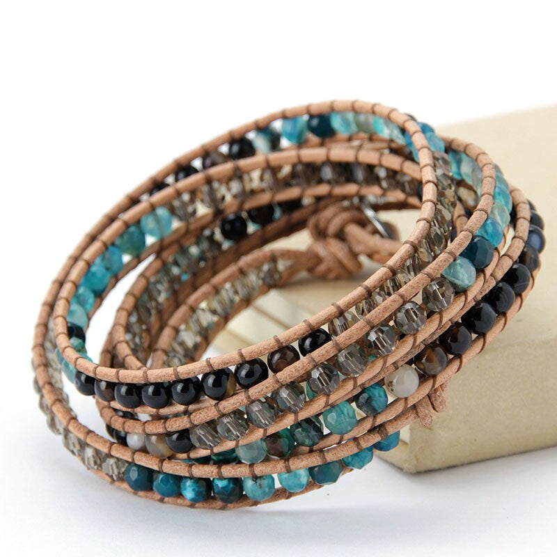 BLOEIEND GELUK BLAUWE AGAAT ARMBAND