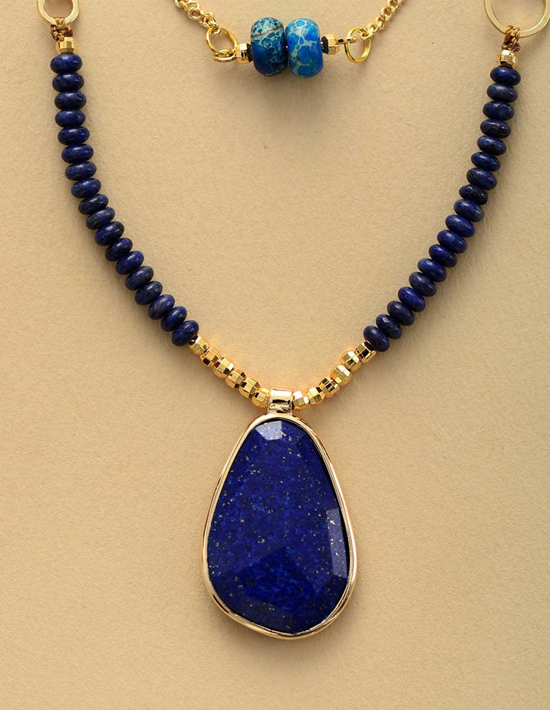 MAJESTUEUZE SKYLINE LAPIS LAZULI & JASPIS DUBBELE KETTING