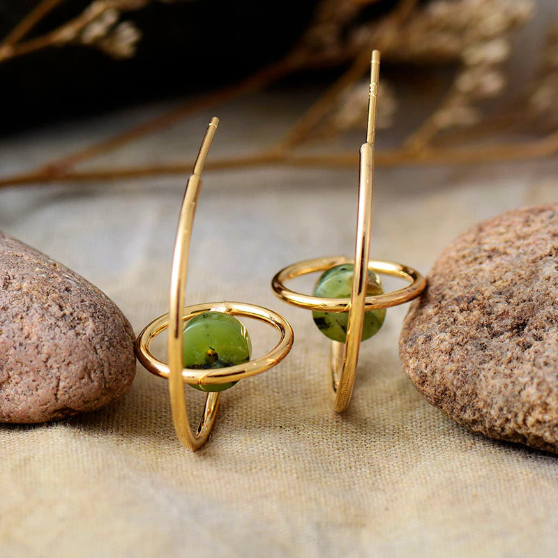 BOUNTY GLAMOUR LAPIS LAZULI & JADE HOOP OORBELLEN