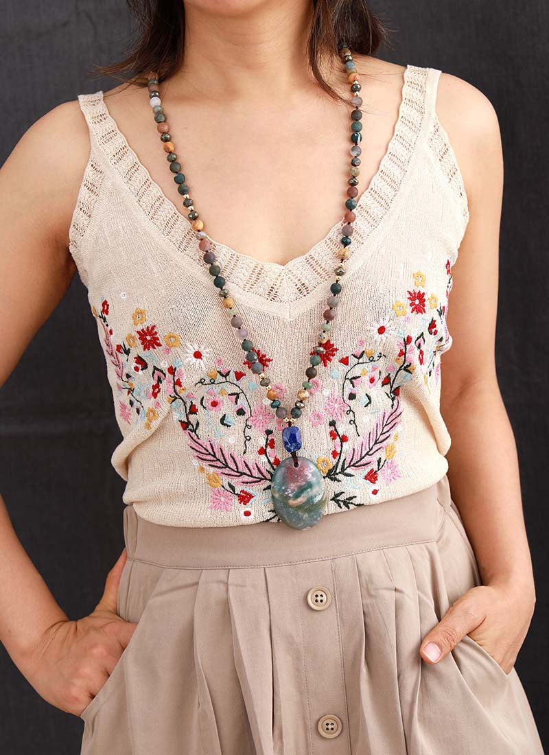 ZIELSHELPER JASPIS AGAAT & LAPIS KRALEN KETTING