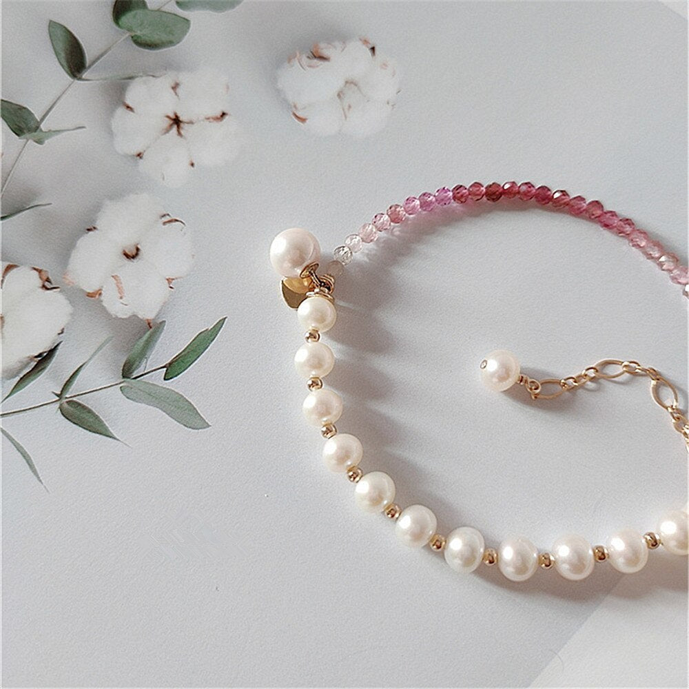 OPENHARTIGE SIERLIJKE TOERMALIJN & PARELS ARMBAND