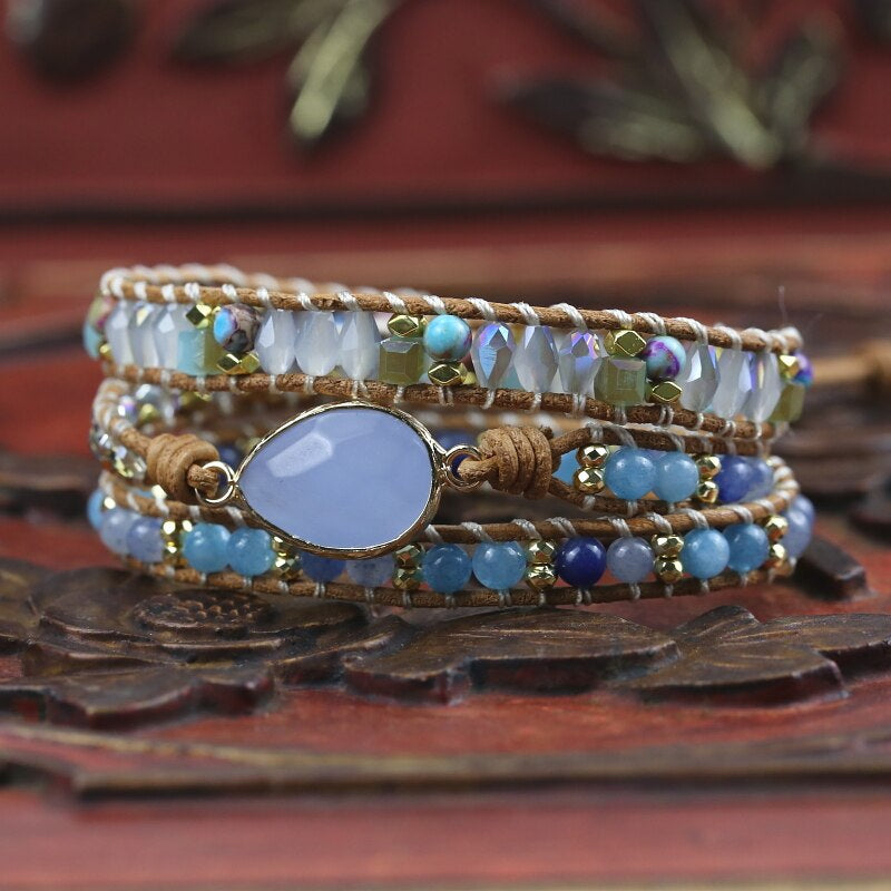 ONDOORZICHTIGE HARMONIEUZE KWARTS WEEF WIKKEL ARMBAND