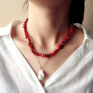 STRAKKE LAPIS AMETHIST AVENTURIJN & KORAAL DUBBELE KETTING