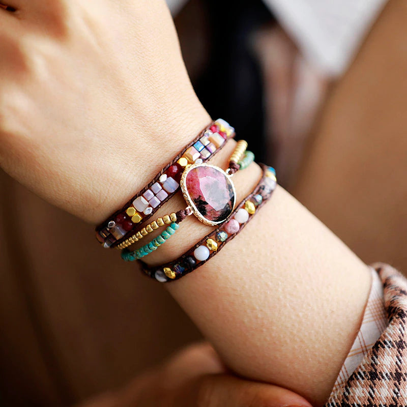 INNERLIJKE GELUKZALIGHEID JASPIS MEERLAAGSE ARMBAND