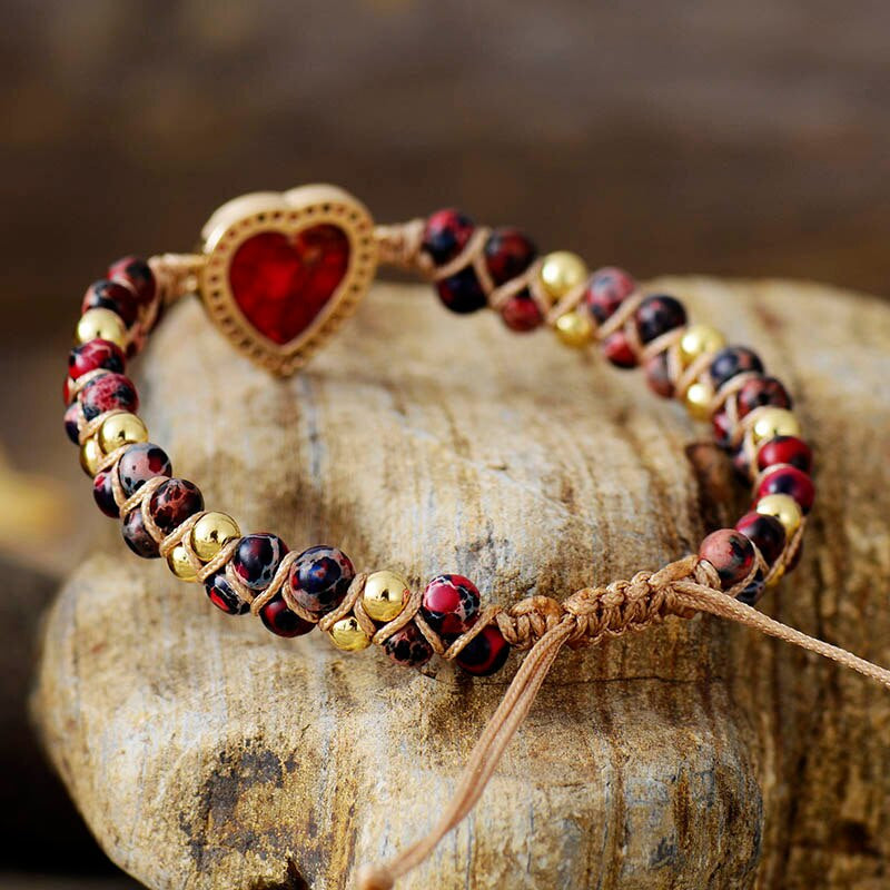 HARTVERWARMENDE JASPIS ROOD, BLAUW & GROEN VRIENDSCHAPSARMBAND