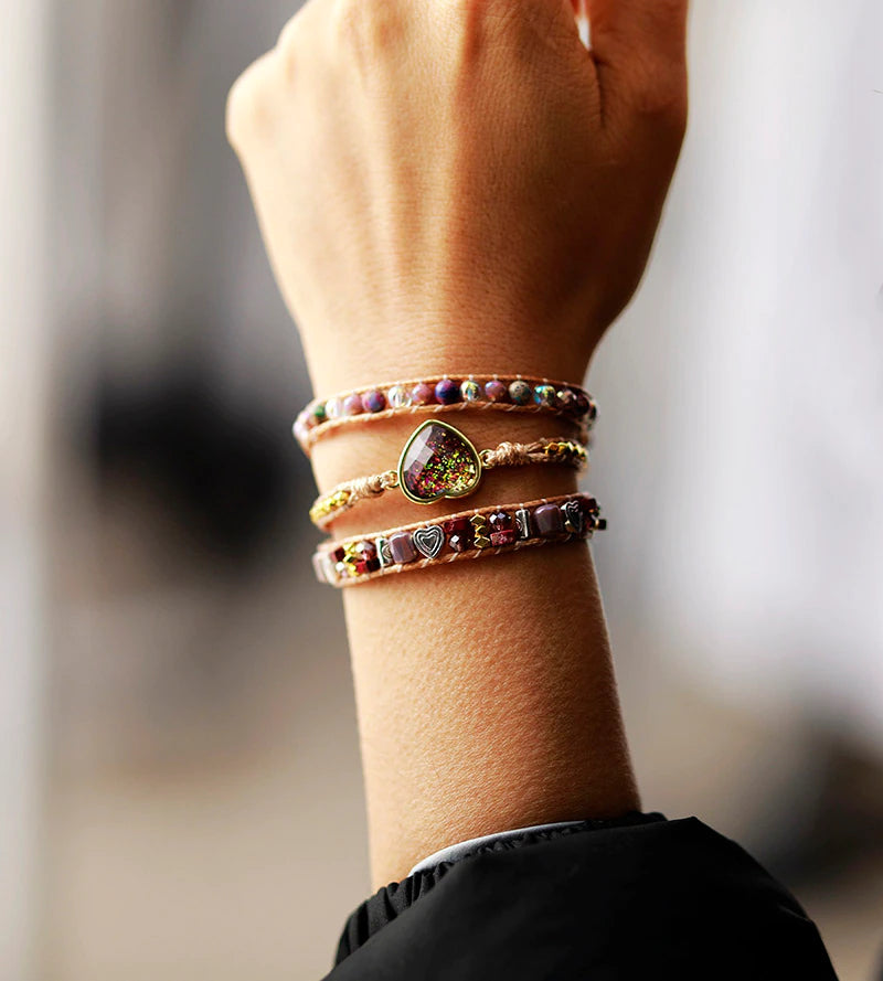 WONDER GLANS OPAAL AMAZONIET & TURKOOIS WIKKELARMBAND