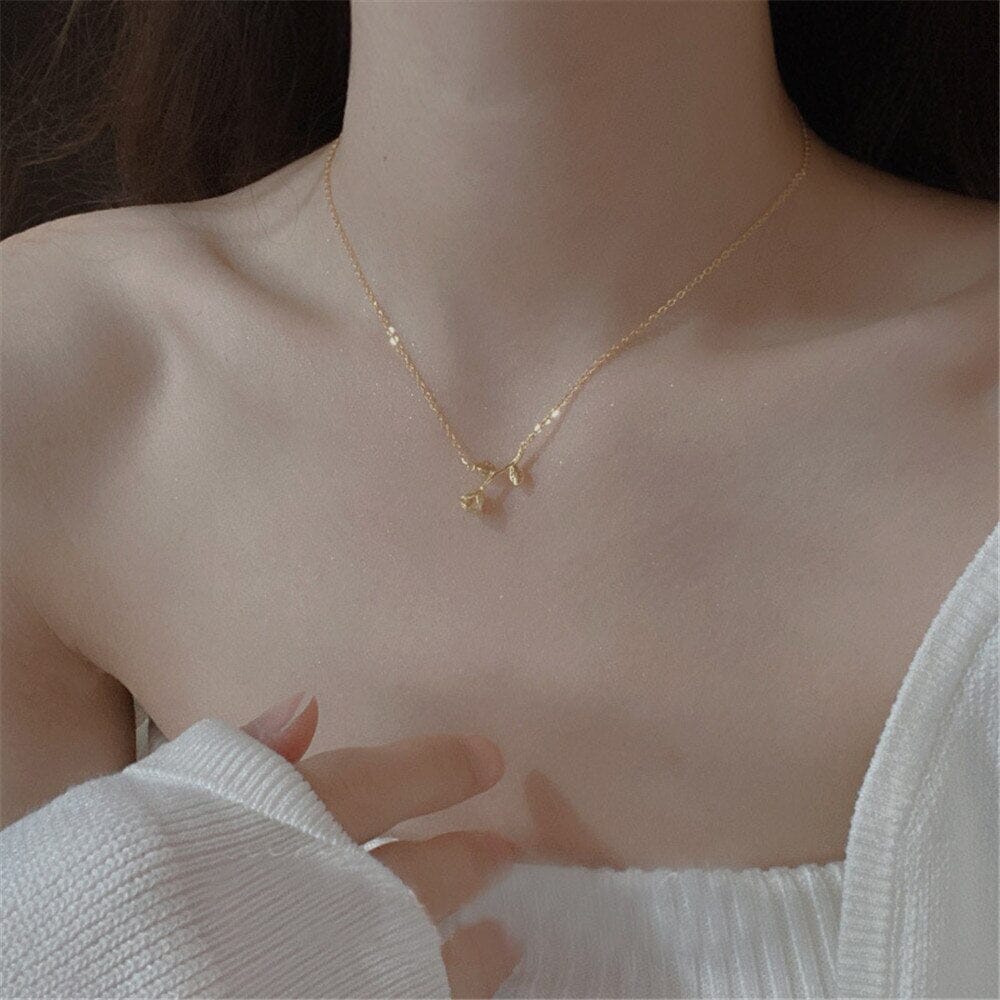 FONKELENDE ROOS HANGER KETTING