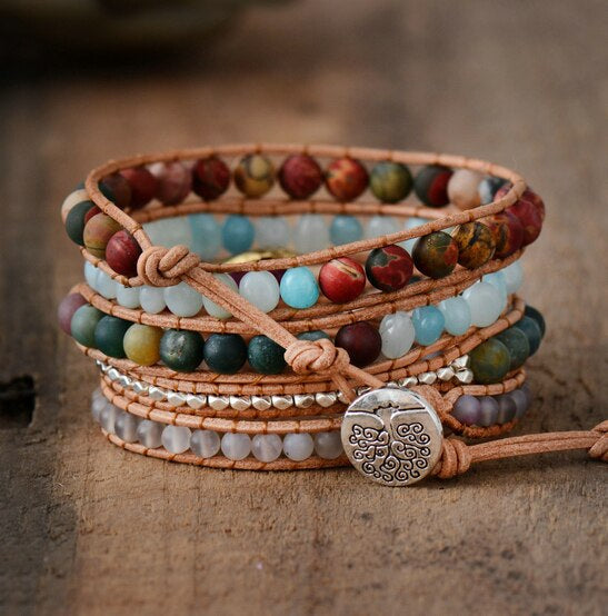 PARALLEL UNIVERSE DRUSY MEERLAAGSE ONYX & JASPIS ARMBAND