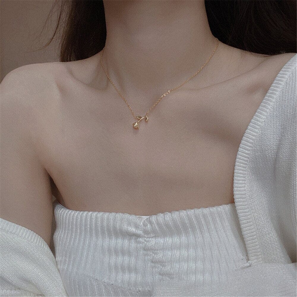 FONKELENDE ROOS HANGER KETTING