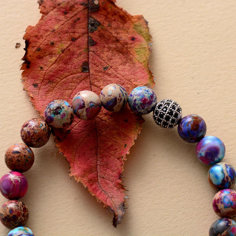 VIBREREND PALET JASPIS & AMETHIST KRALEN ARMBAND