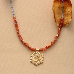 "KONINGIN VAN DE JUNGLE" JADE & KWARTS KETTING