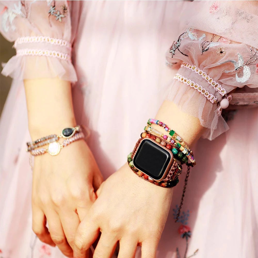 NATURAL BALANCE ONYX TURQUOISE & JASPIS EDELSTEEN APPLE HORLOGEBANDJE