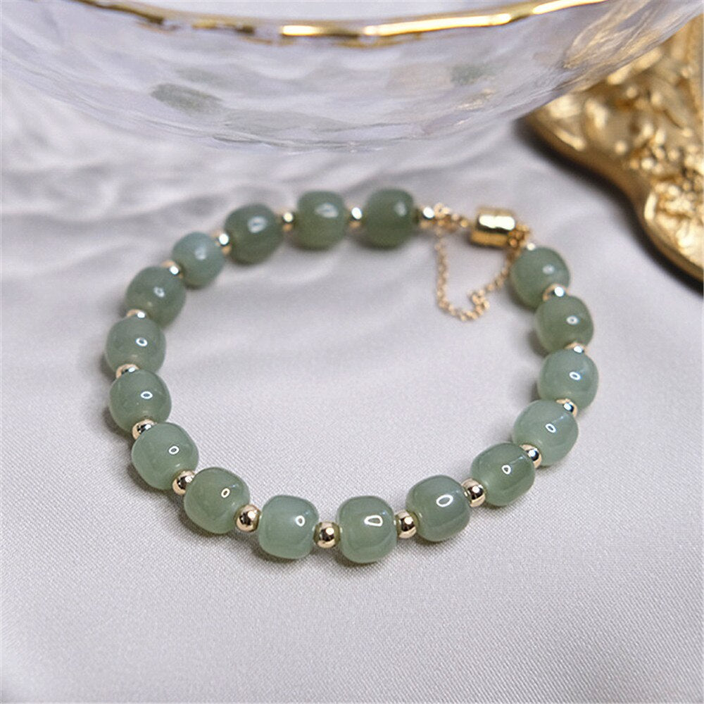 GROENE GLANS HETIAN JADE GOUDEN ARMBAND