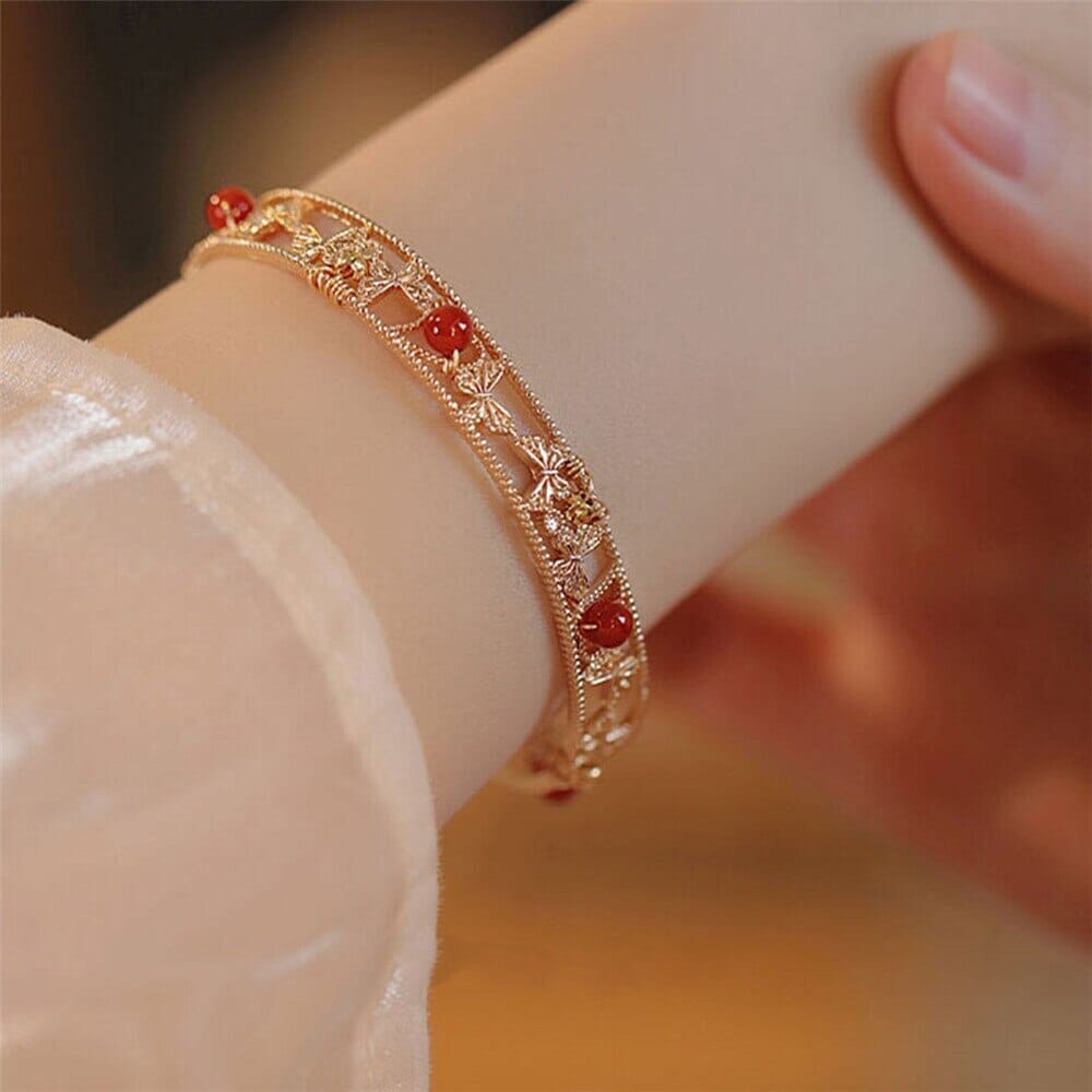 Vreugdevolle Wedergeboorte Rode Agaat Vlinder Armband