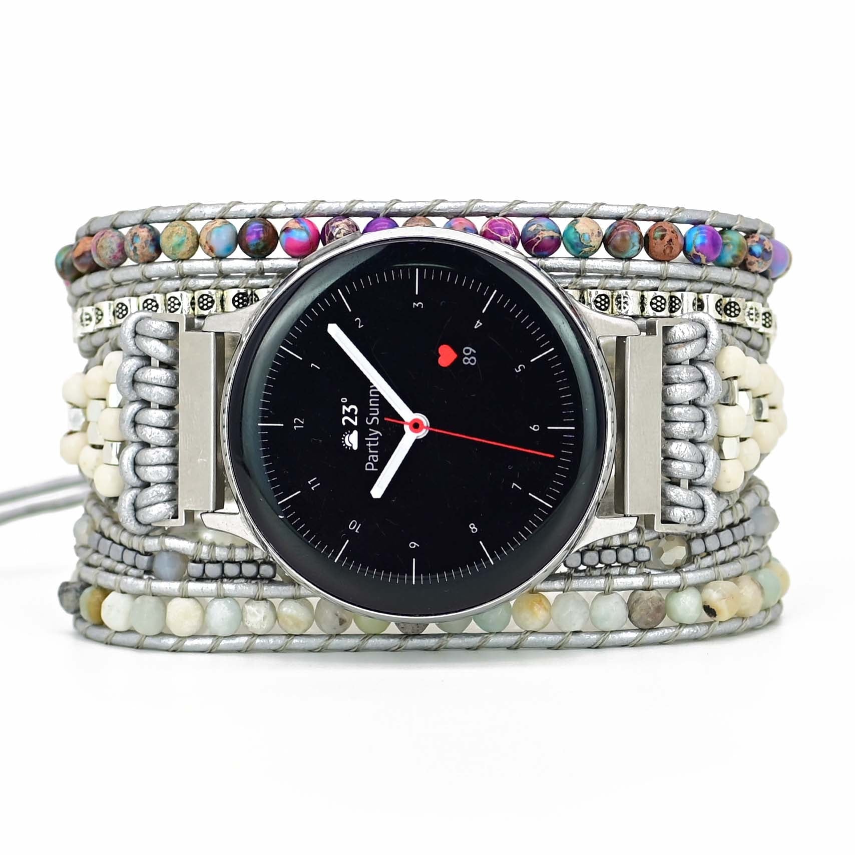 ZILVEREN KONINGIN JASPIS & AMAZONIET HORLOGEBANDJE