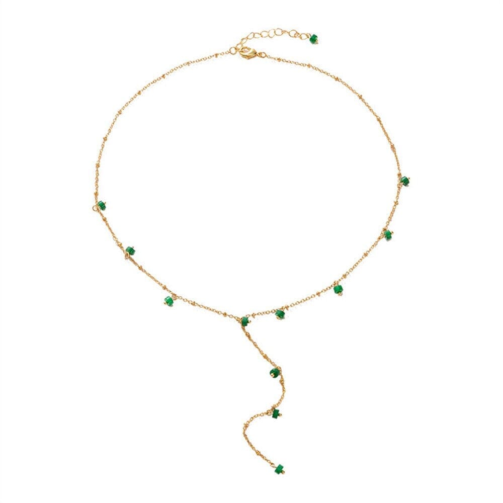 OOGVERBLINDENDE OVERVLOED GROENE JADE FRONT DROP KETTING