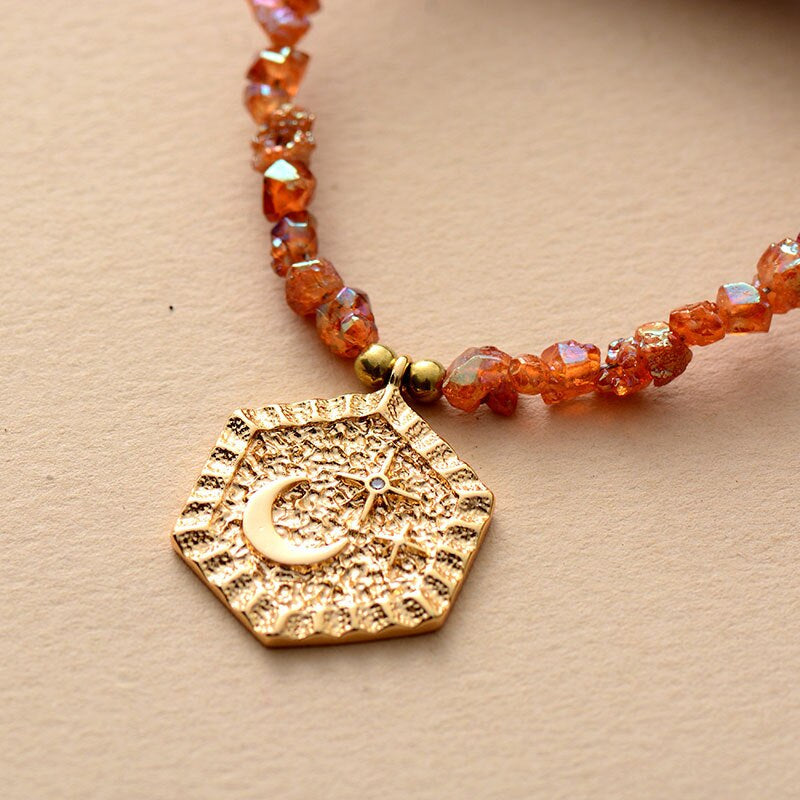 "KONINGIN VAN DE JUNGLE" JADE & KWARTS KETTING