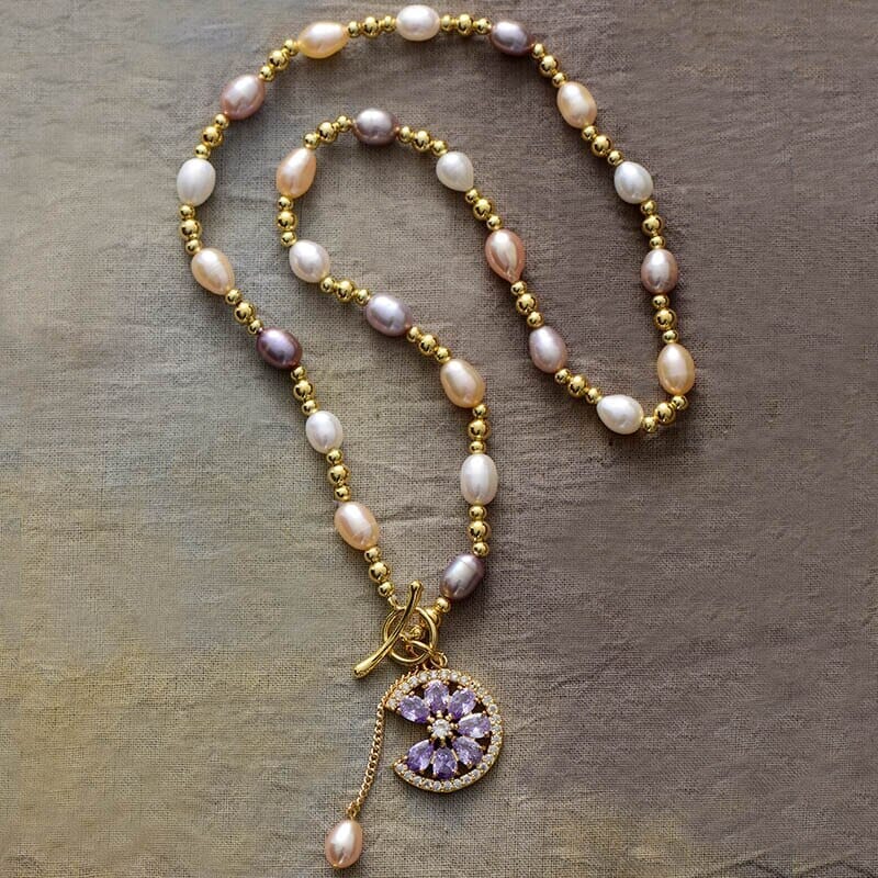 Delicate Charm Parel & Paarse Zirkoon Ketting