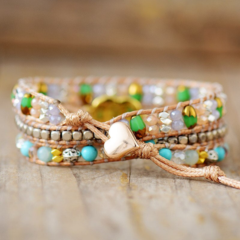 WONDER GLANS OPAAL AMAZONIET & TURKOOIS WIKKELARMBAND