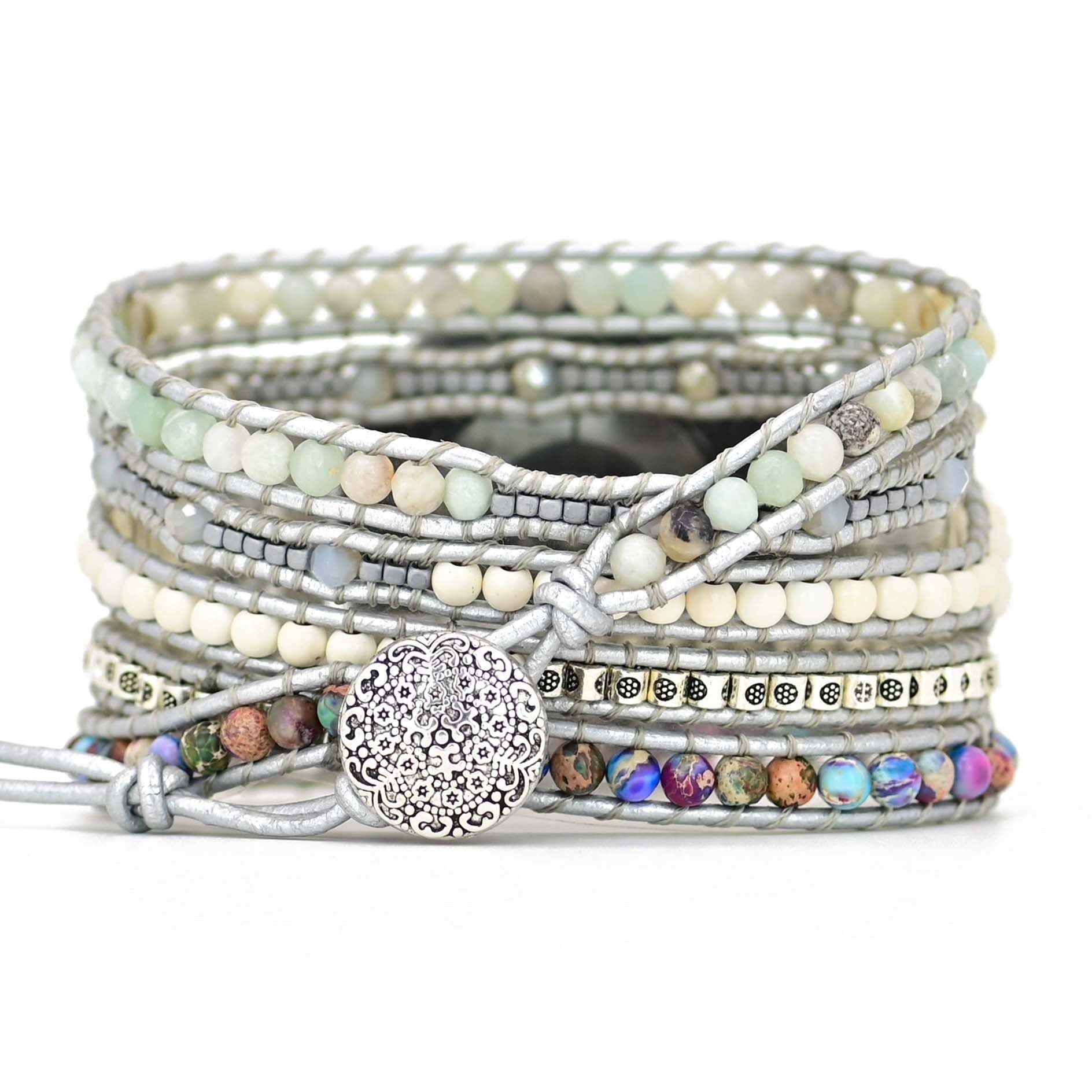 ZILVEREN KONINGIN JASPIS & AMAZONIET HORLOGEBANDJE